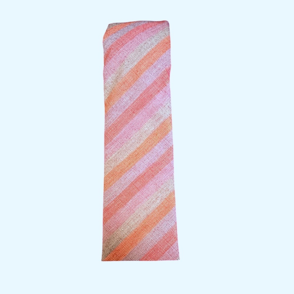 Vicky Davis Vintage Preppy 90s Slim Tie Pink Orange Striped Slim Necktie‎ Cotton